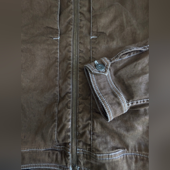 32 Bar Blues Men's Two Pocket Linen Blend Jacket Size Large Brown Zipper EUC - Picture 12 of 16
